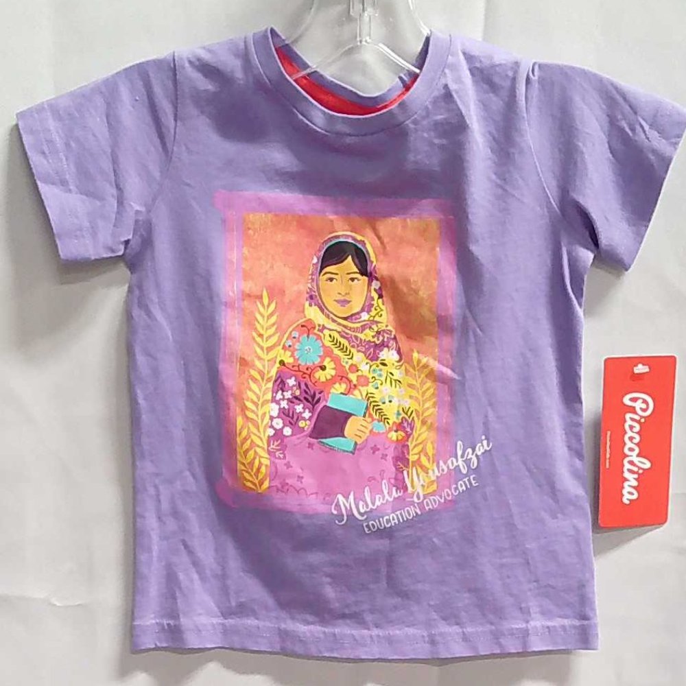 New Piccolina t-shirt with Malali Yousafzai Education Advocate